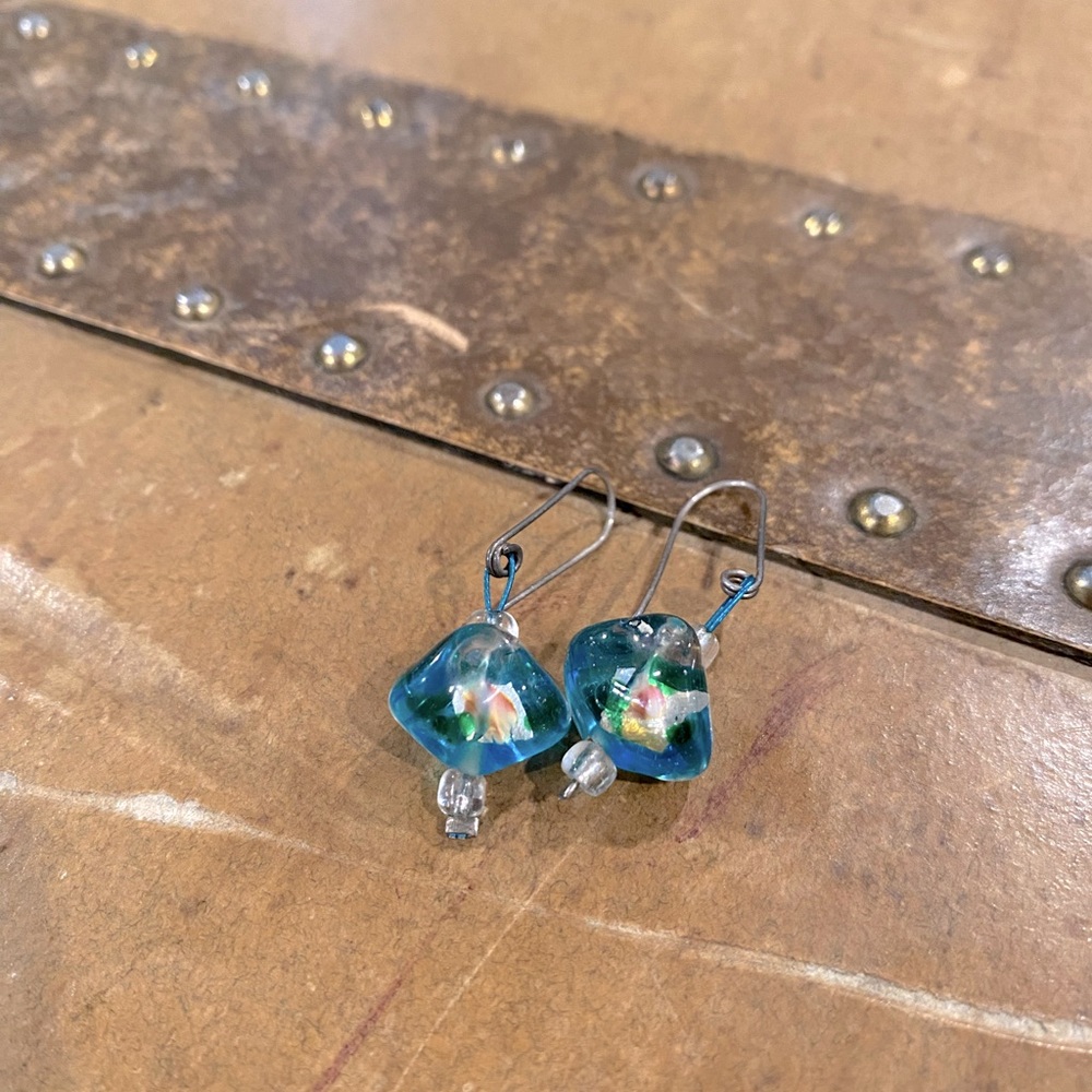 Blue glass earrings